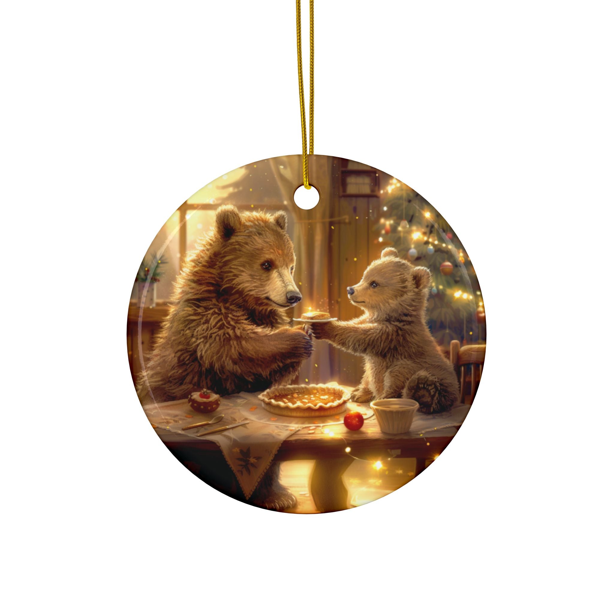 Bear Family Ceramic Ornament, 2-Side Print