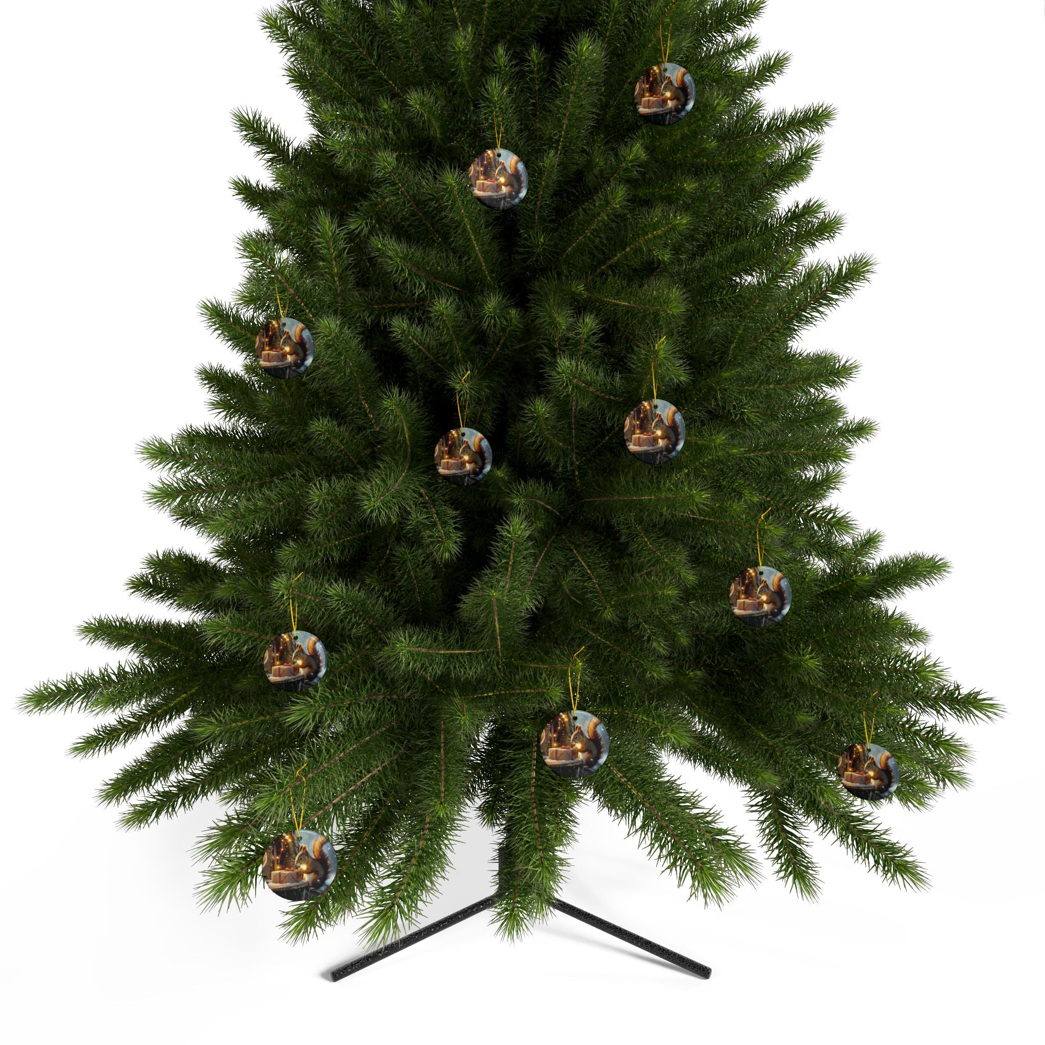 Christmas Squirrel Ceramic Ornament, 2-Side Print