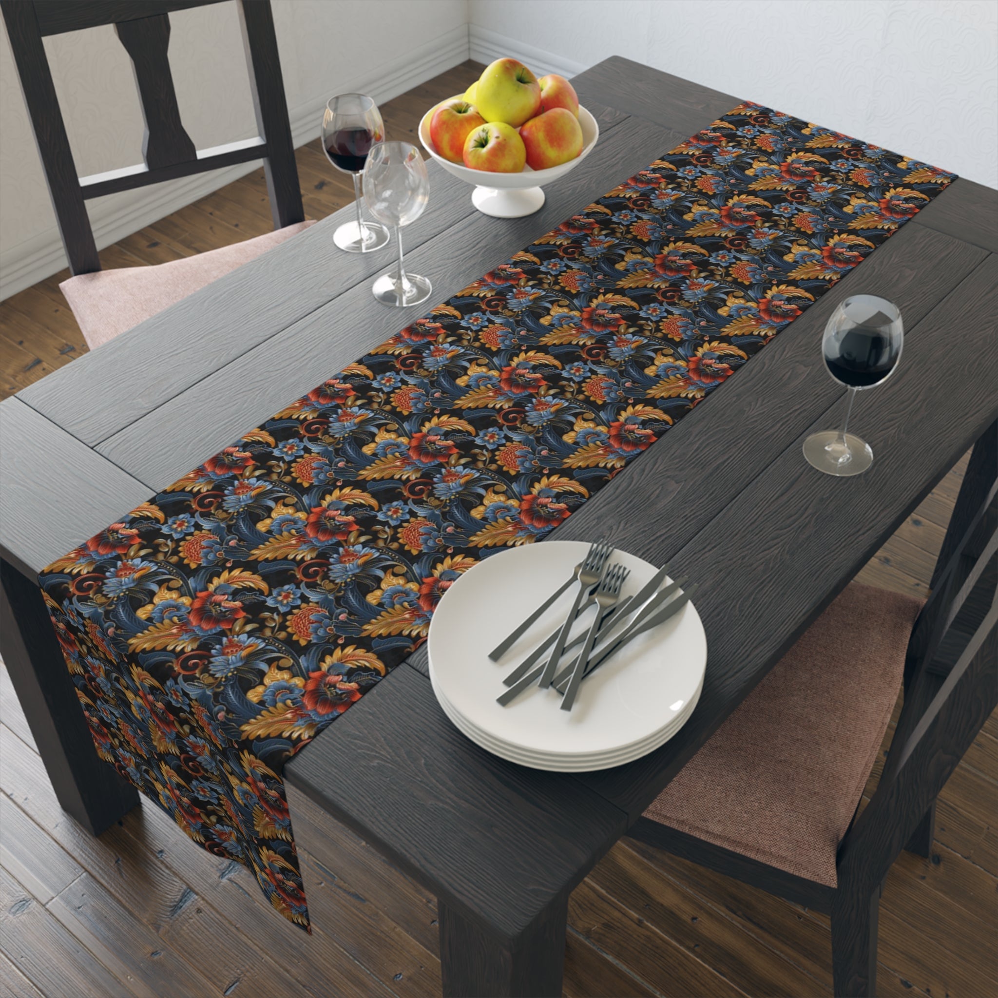 Blue and Gold Table Runner (Cotton, Poly)