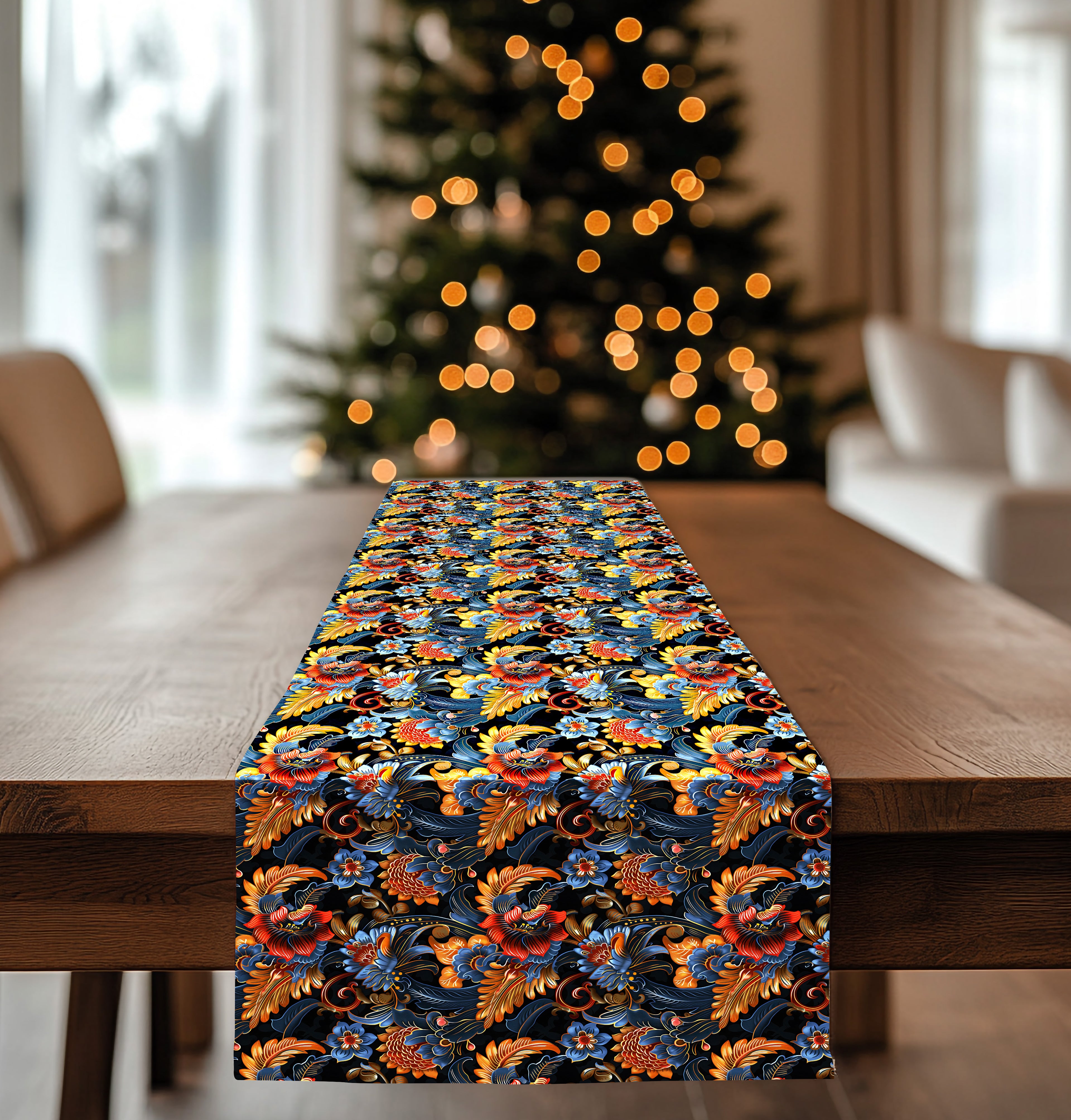 Blue and Gold Table Runner (Cotton, Poly)