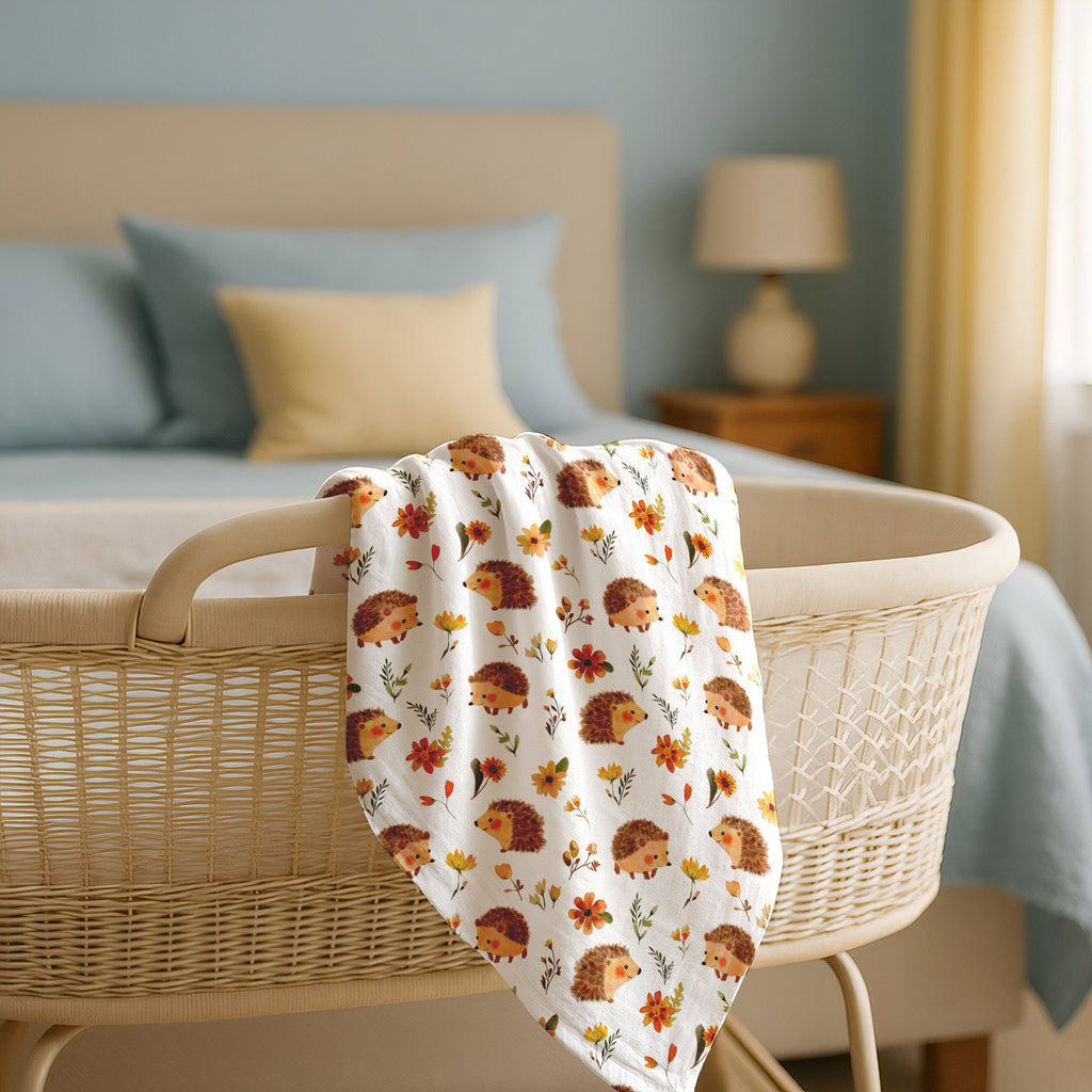 Happy Hedgehog Baby Swaddle Blanket