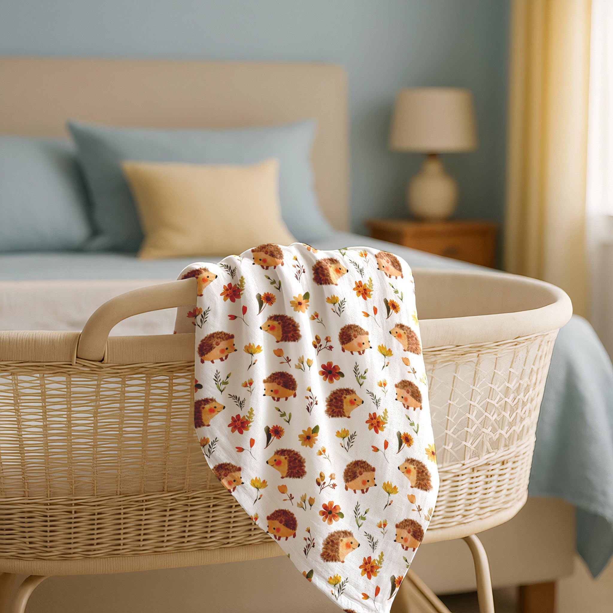 Happy Hedgehog Baby Swaddle Blanket