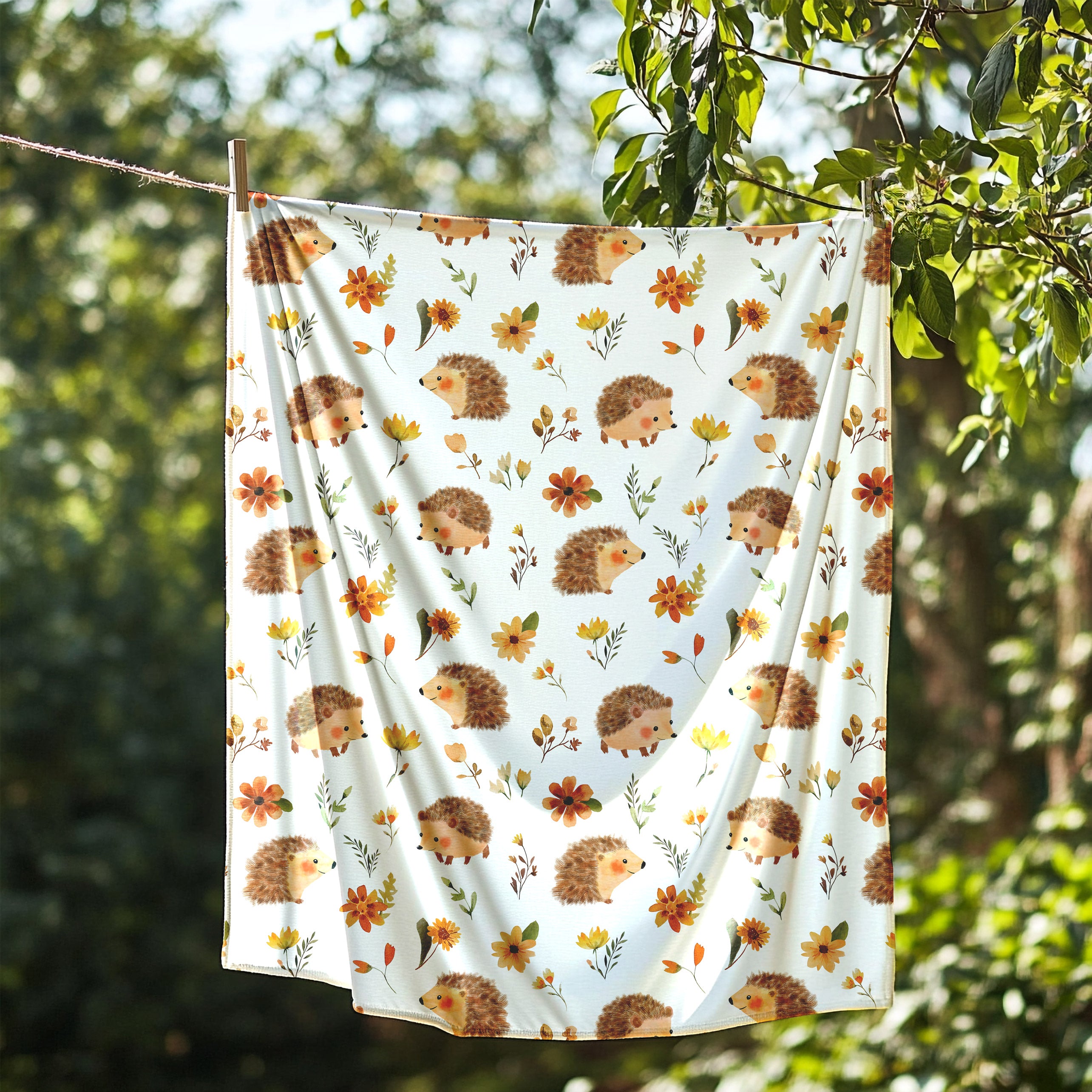 Happy Hedgehog Baby Swaddle Blanket