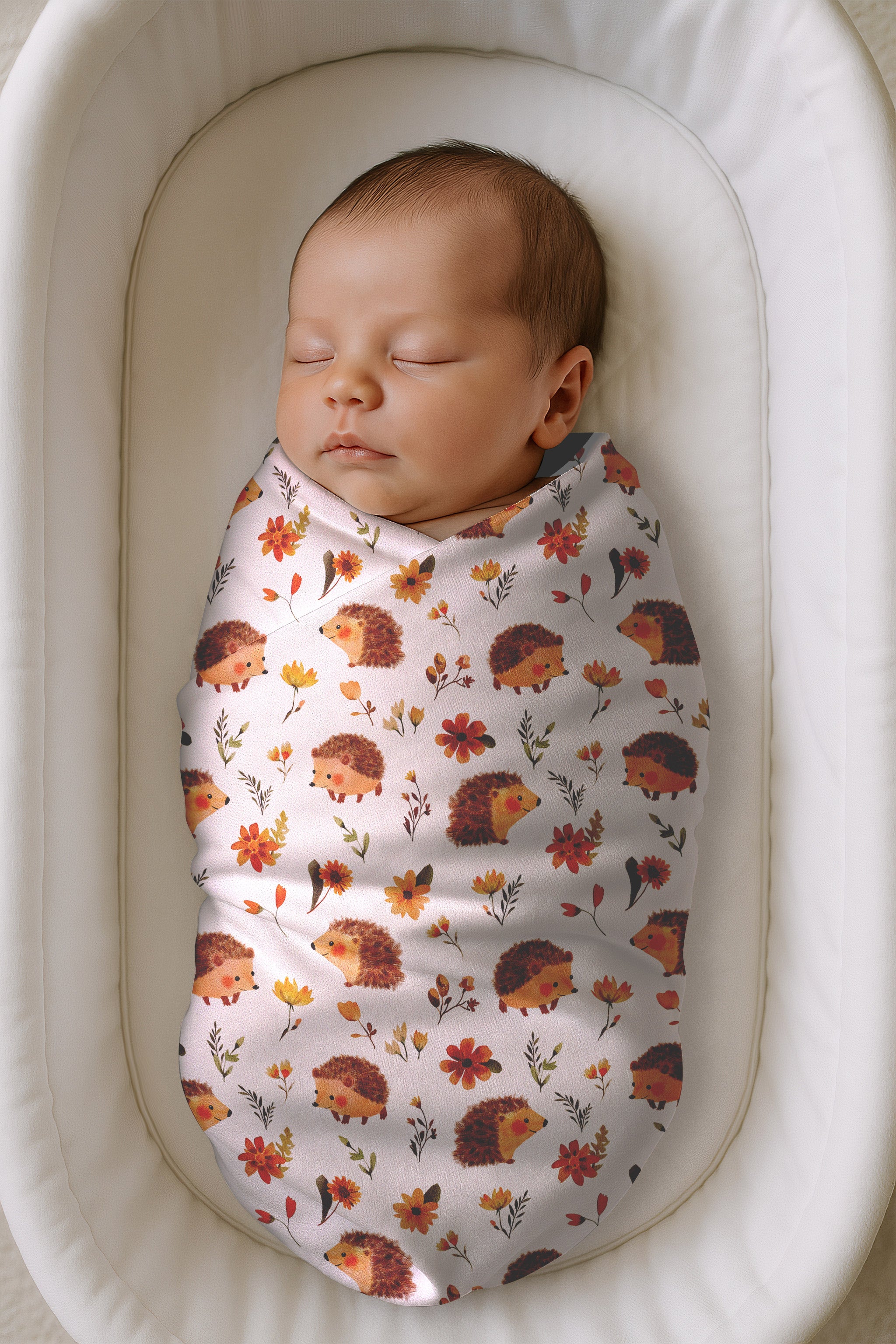 Happy Hedgehog Baby Swaddle Blanket