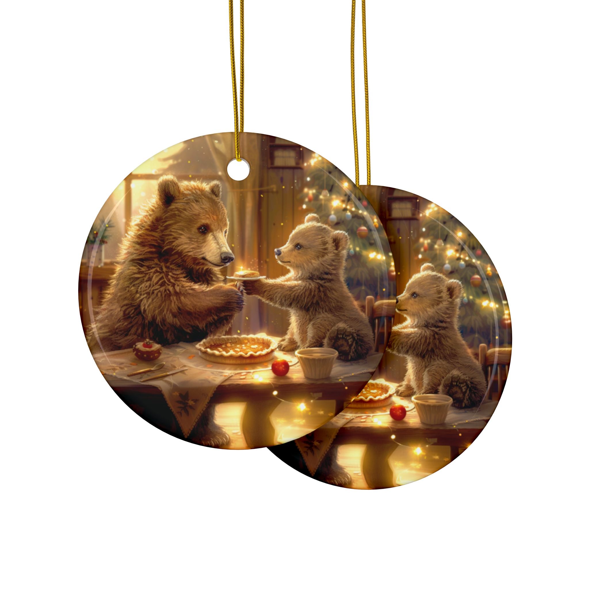 Bear Family Ceramic Ornament, 2-Side Print