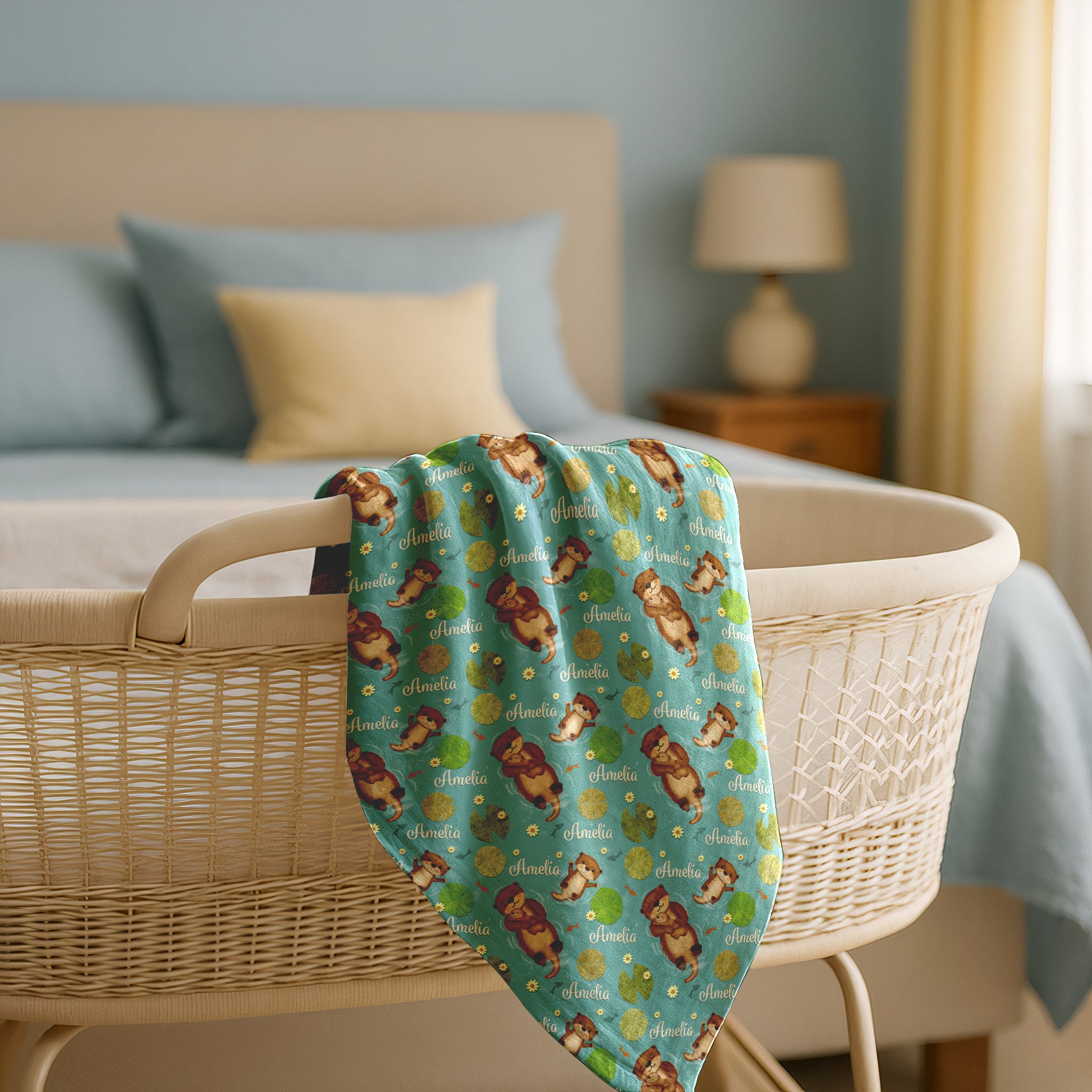 Mommy & Baby Otters Swaddle Blanket