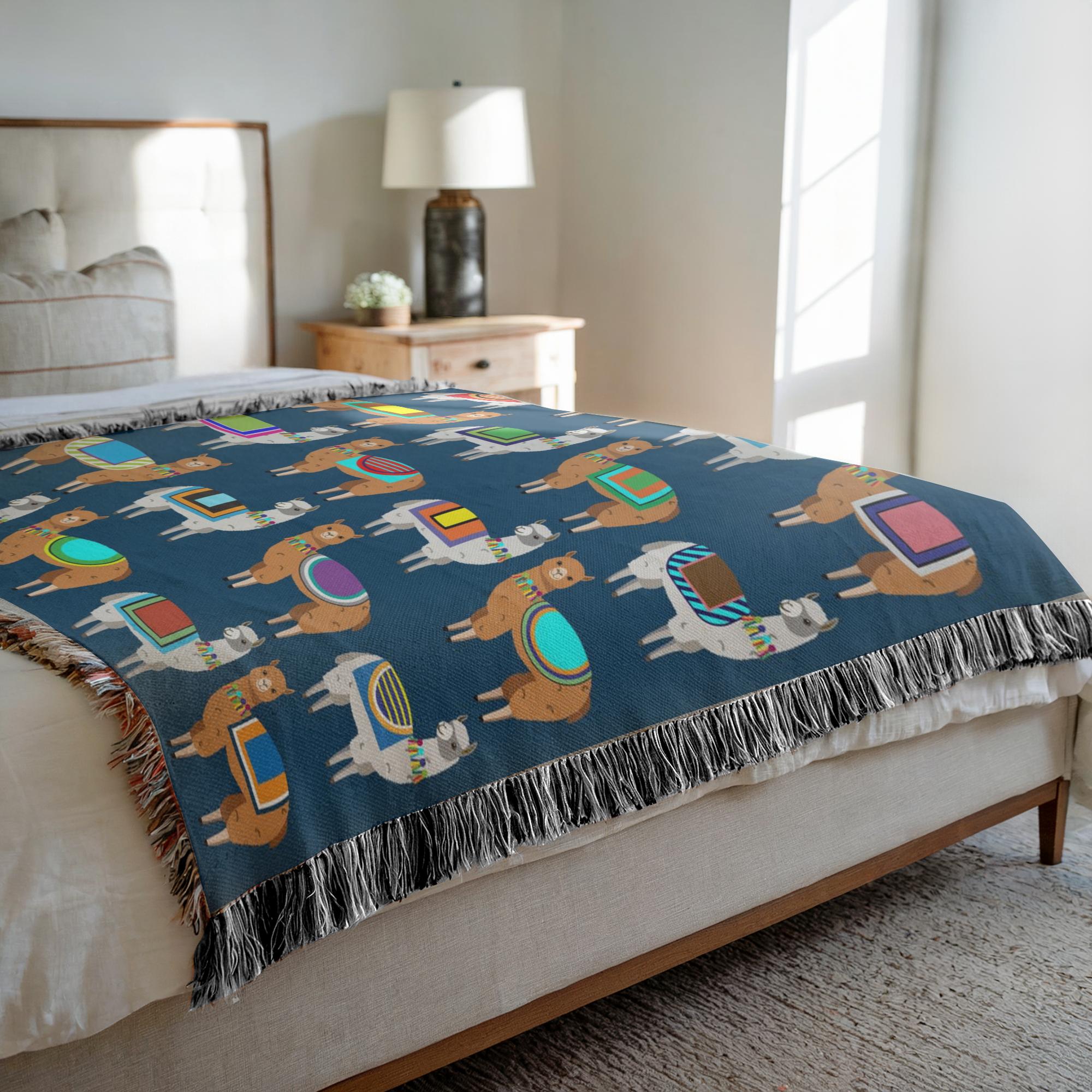 Alpaca Woven Blanket – Soft Cotton Throw with Fringe – Mulberry Joe Alpaca Woven Blanket – Soft Cotton Throw with Fringe – Mulberry Joe