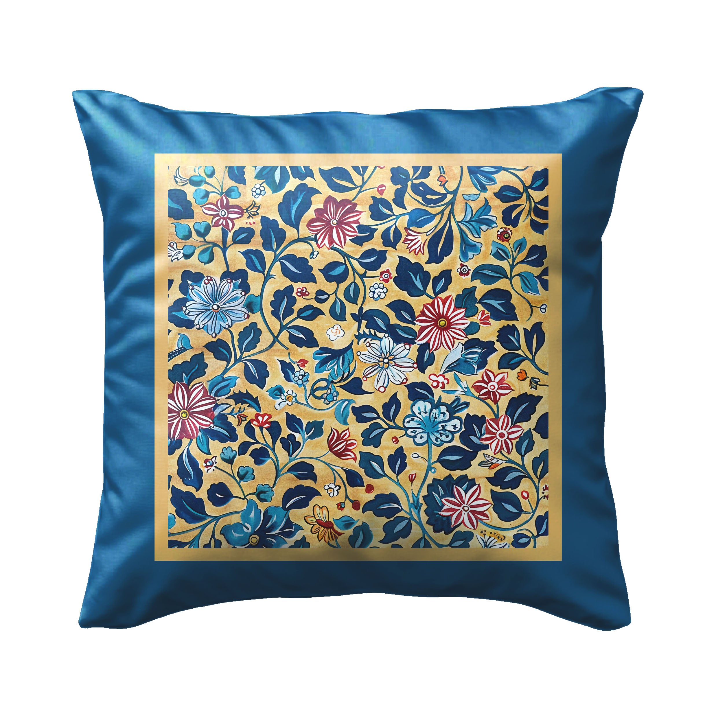 Blue Chintz Floral Premium Pillow