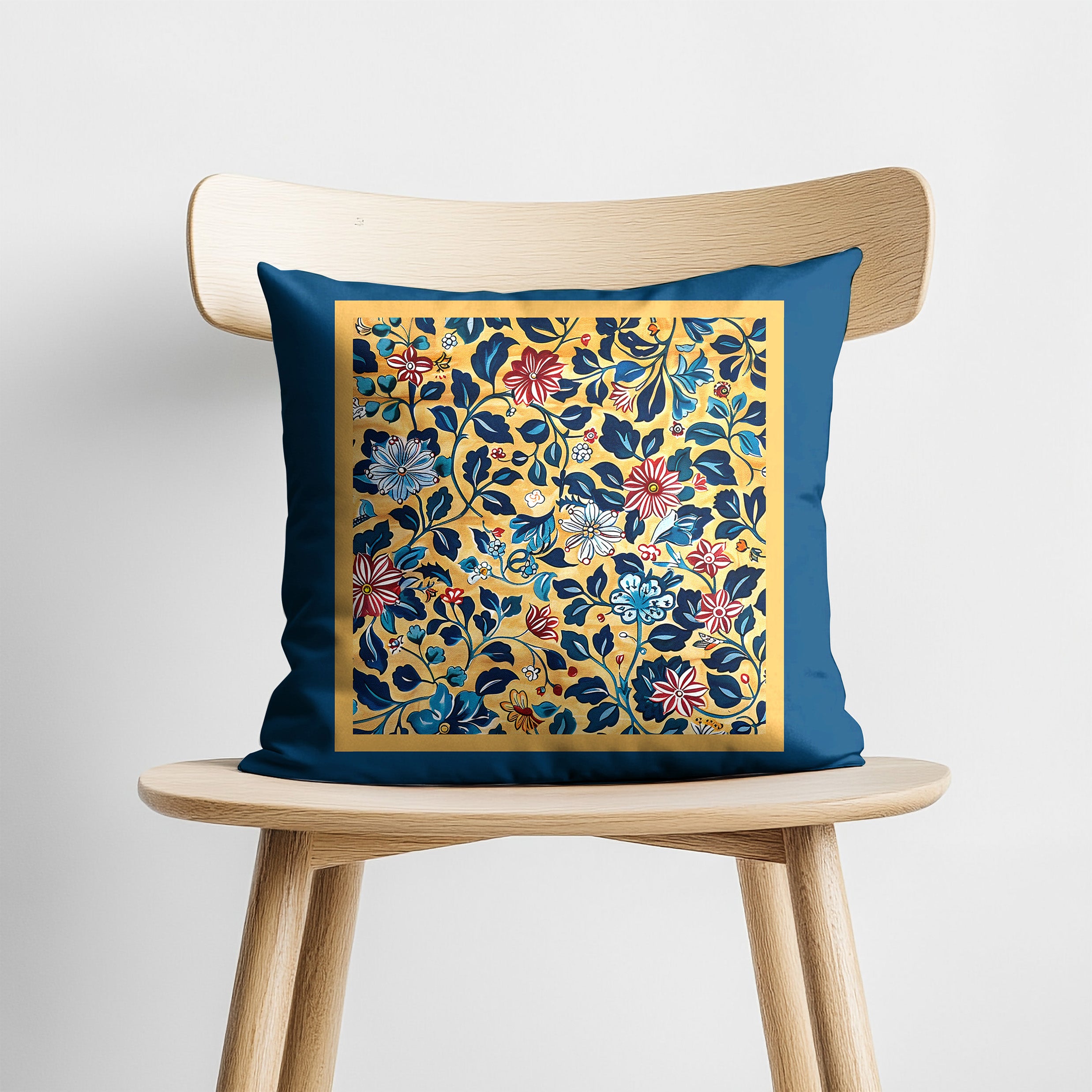 Blue Chintz Floral Premium Pillow