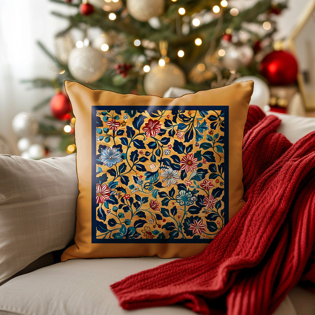 Gold Chintz Floral Premium Pillow