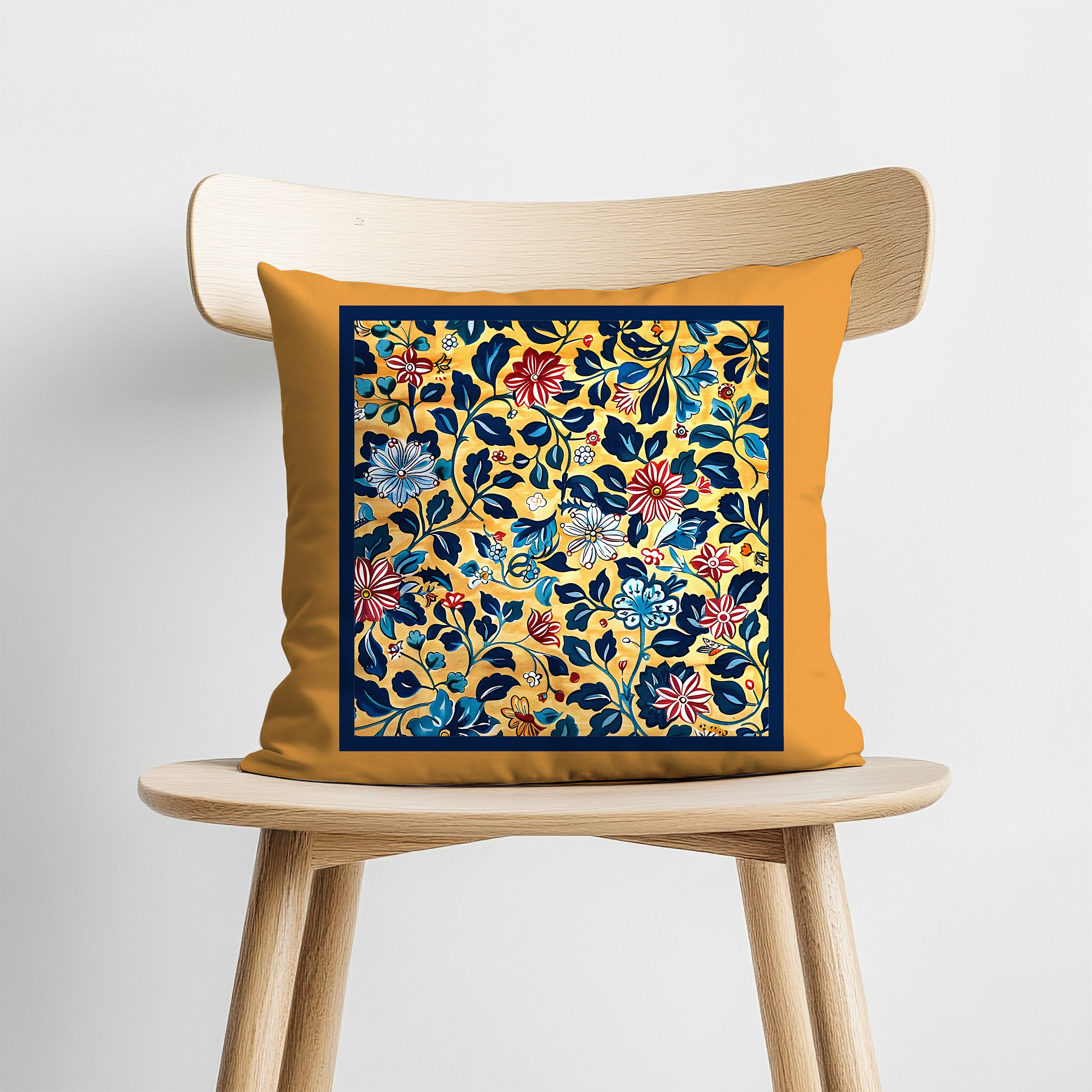 Gold Chintz Floral Premium Pillow