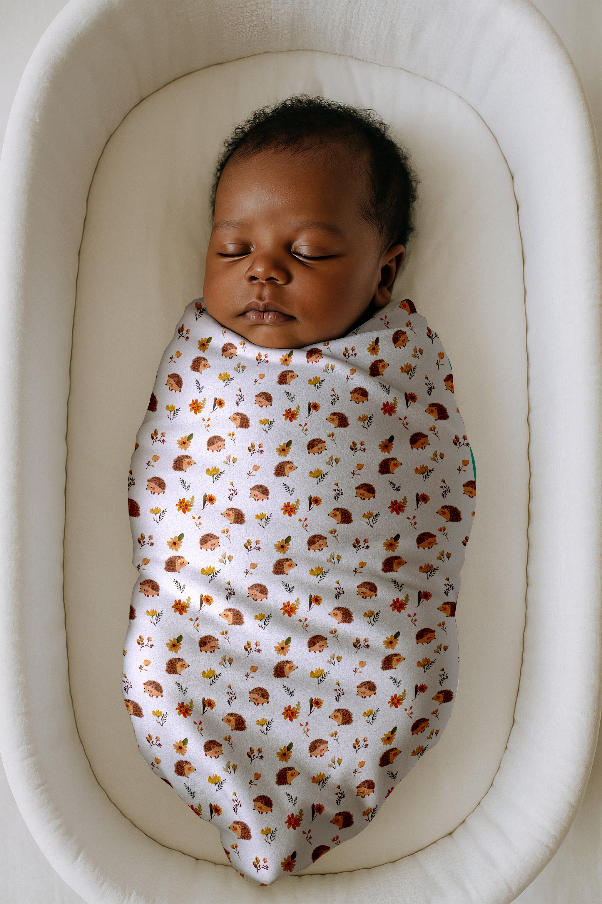 Happy Hedgehog Minky Blanket in White