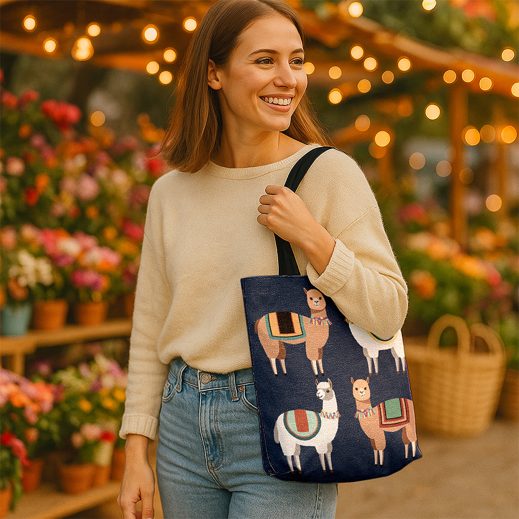 Alpaca Design Woven Tote Bag
