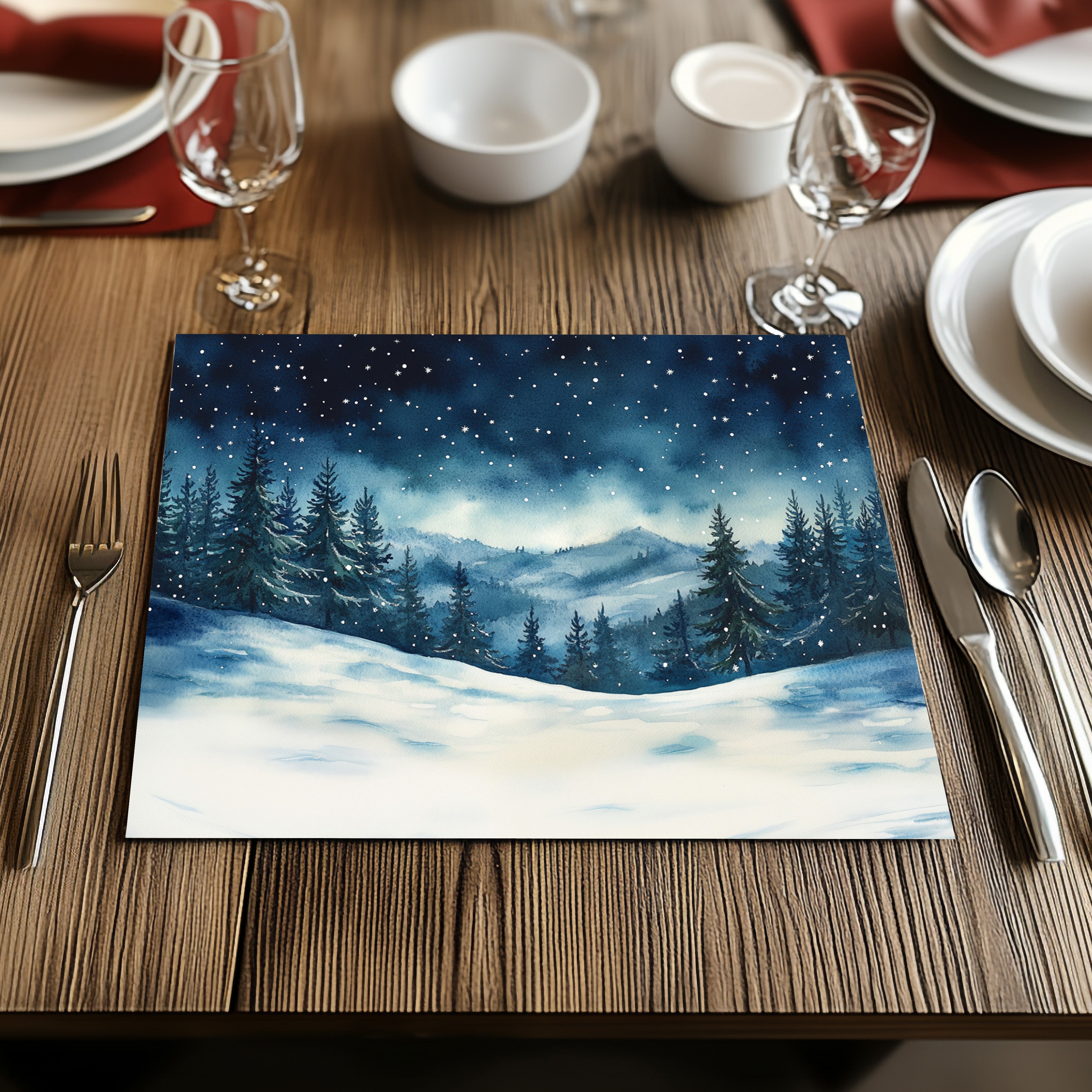 Night Sky Mountains Placemat, 1pc