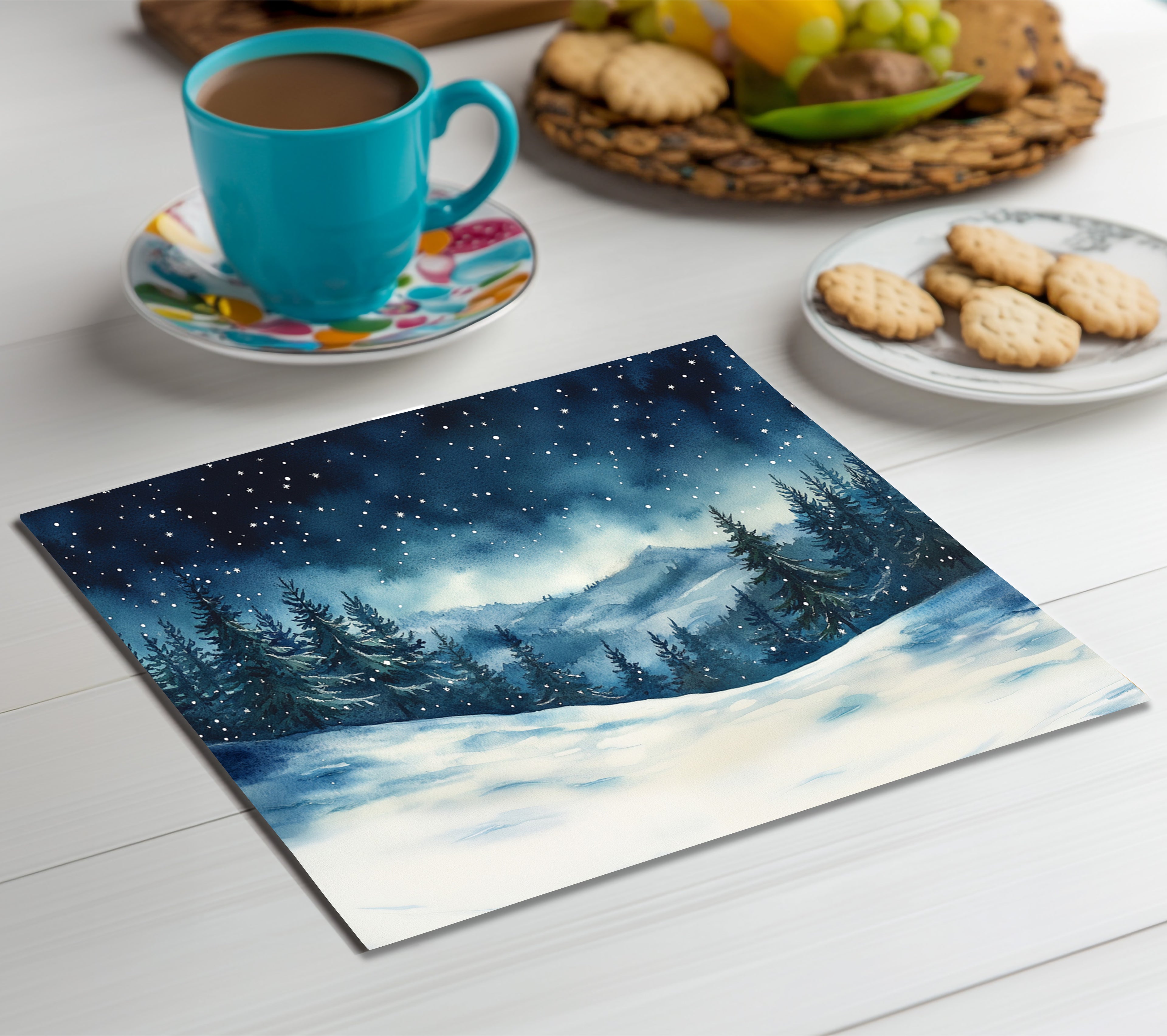 Night Sky Mountains Placemat, 1pc