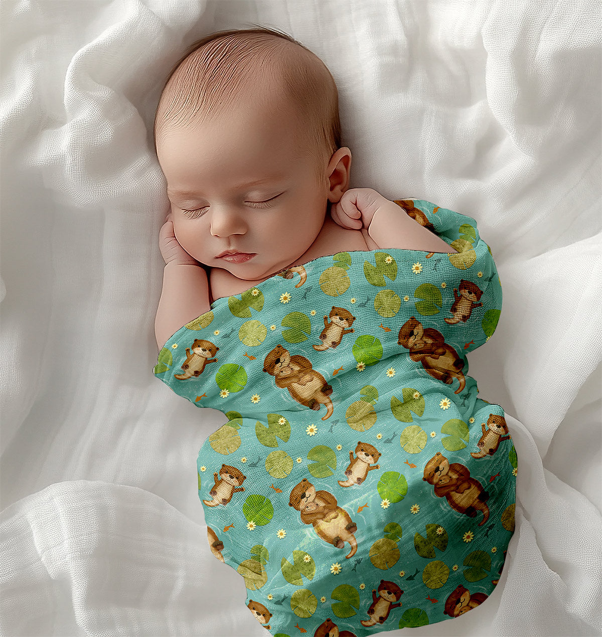 Mommy & Baby Otters Swaddle Blanket