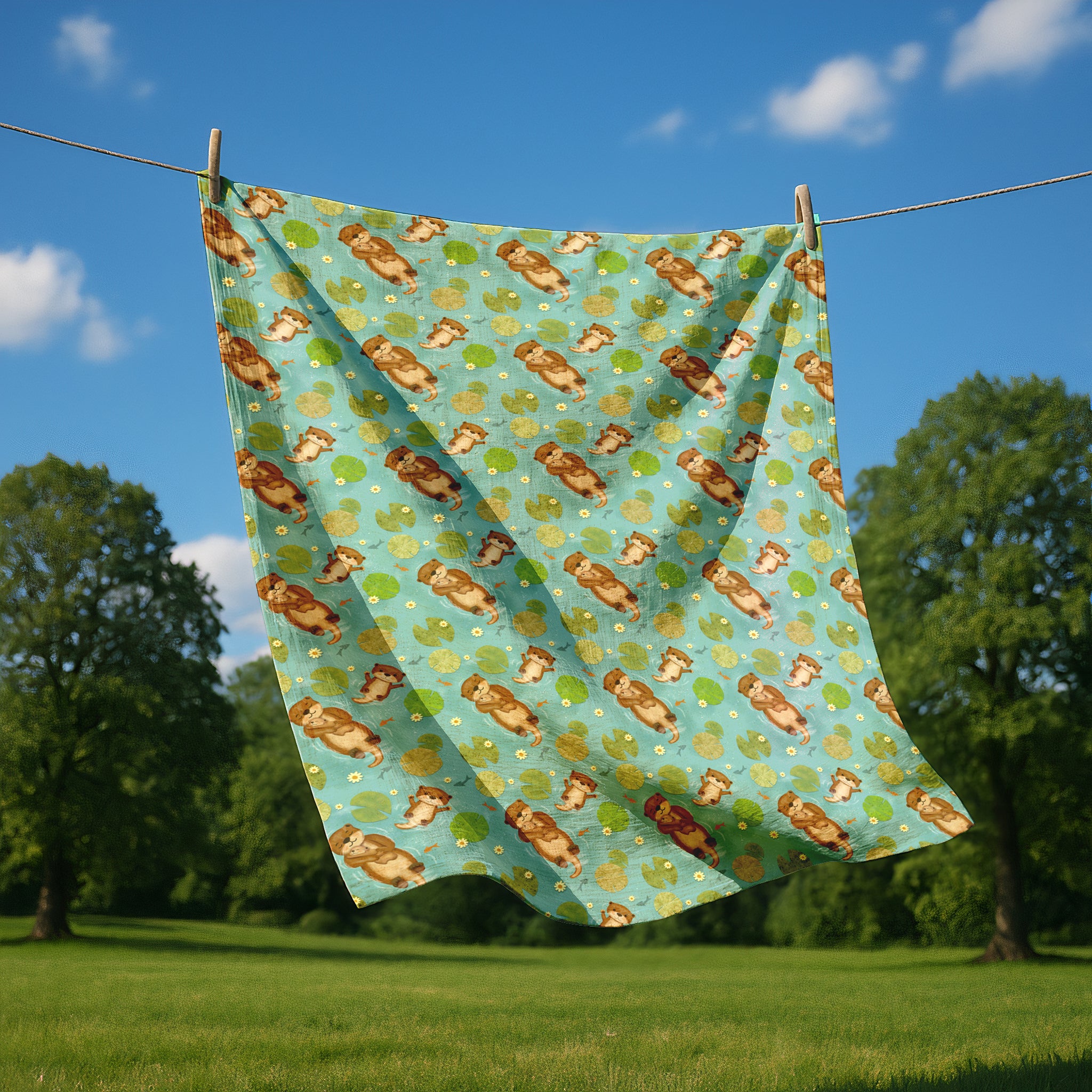 Mommy & Baby Otters Swaddle Blanket