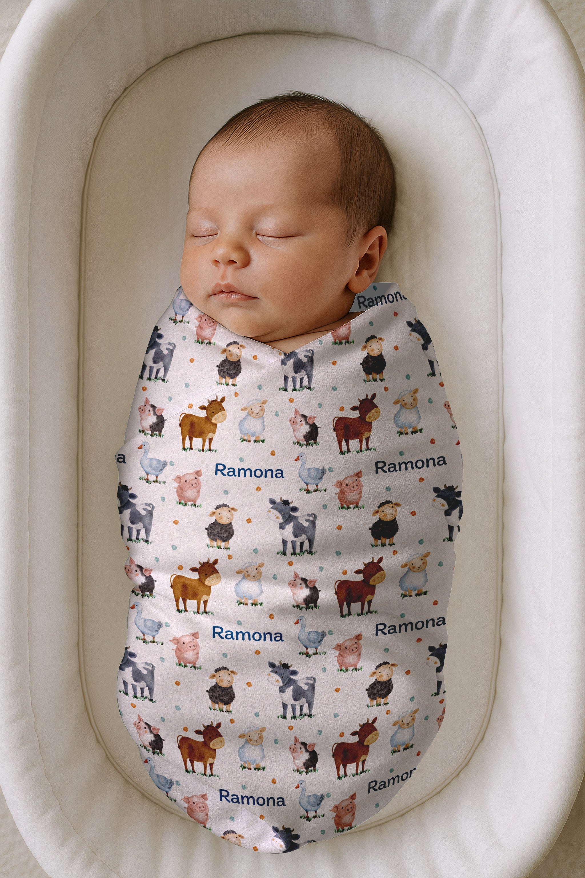 Personalized Farm Friends Swaddle Blanket
