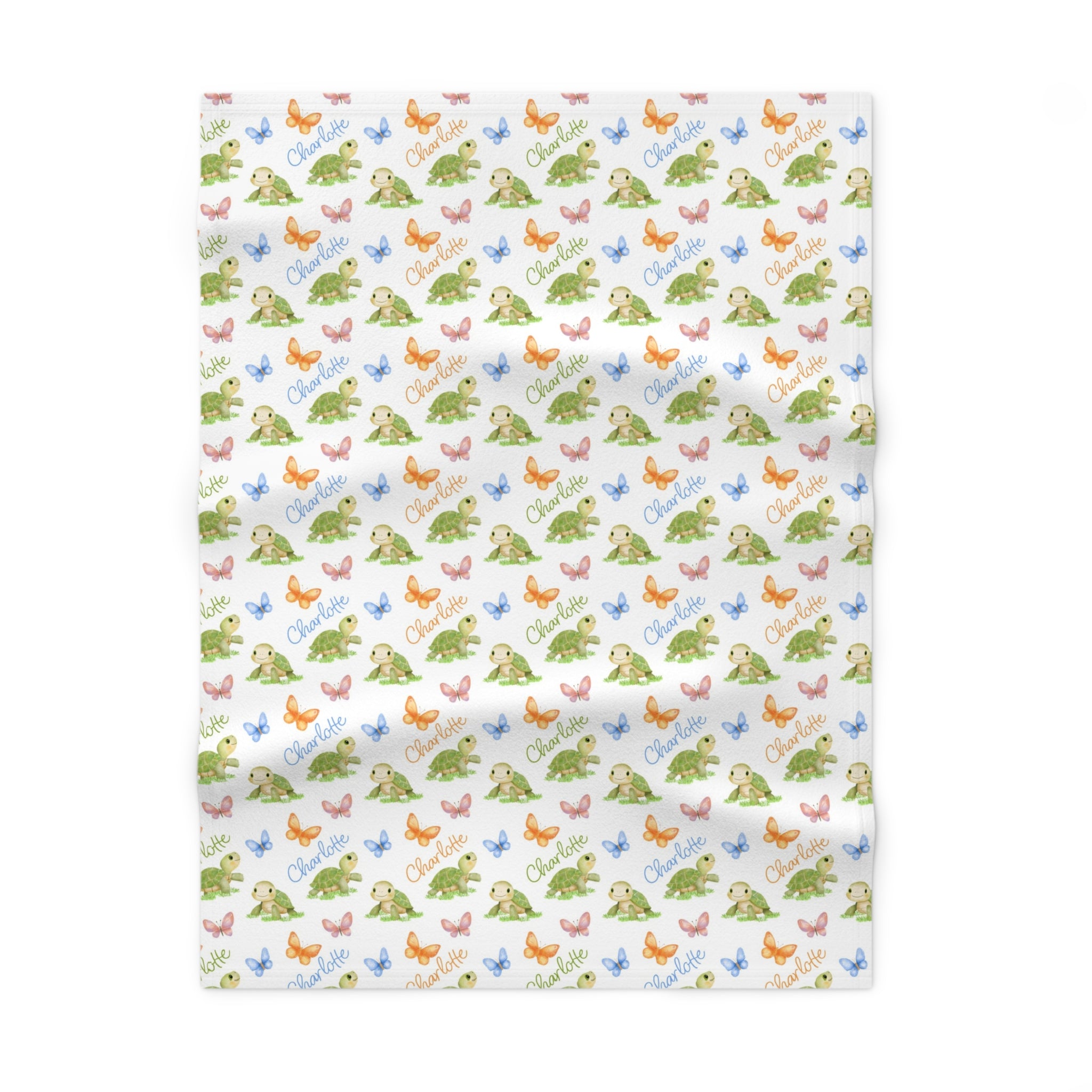 Soft Fleece Baby Blanket with Cute Butterflies and Turtles