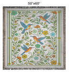 Hummingbird Garden Woven Cotton Blanket