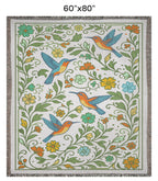 Hummingbird Garden Woven Cotton Blanket
