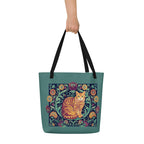 William Morris inspired Ginger Cat Large Tote Bag 16X20