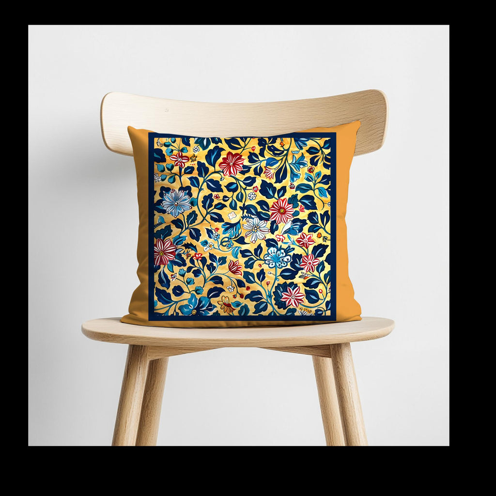 Gold Chintz Floral Premium Pillow