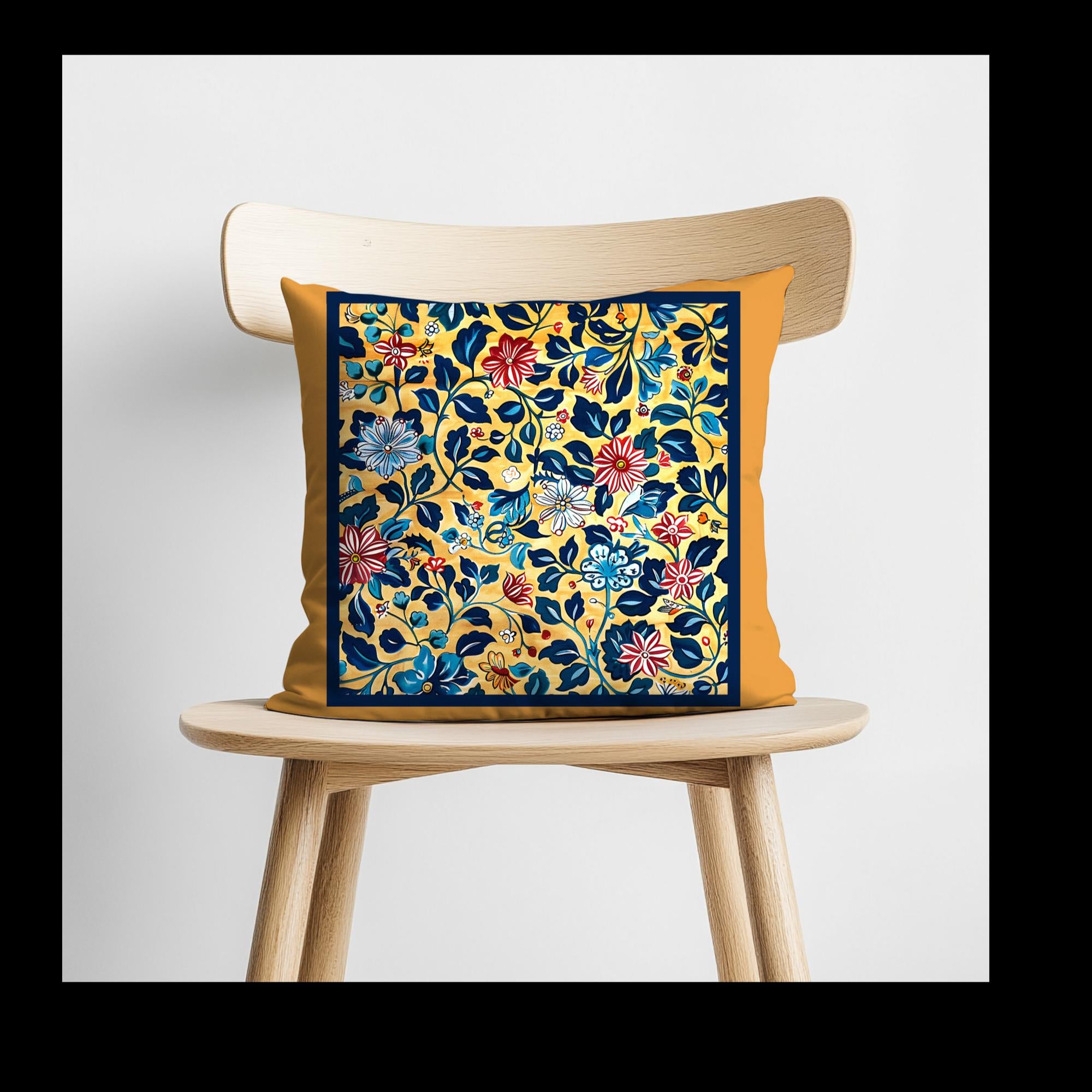 Gold Chintz Floral Premium Pillow